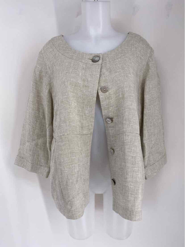 Size L J JILL Tan Linen Blazer