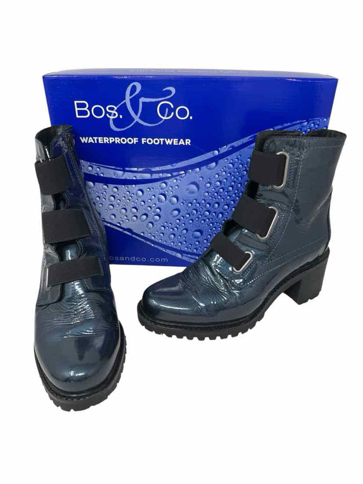 Shoe Size 37 Blue PATENT Boots