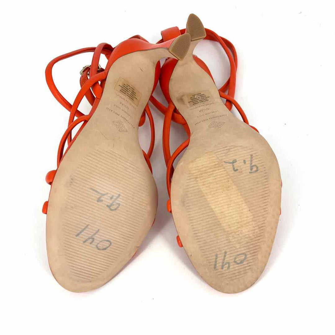 Shoe Size 8.5 ANTONIO MELANI Orange Leather Sandals