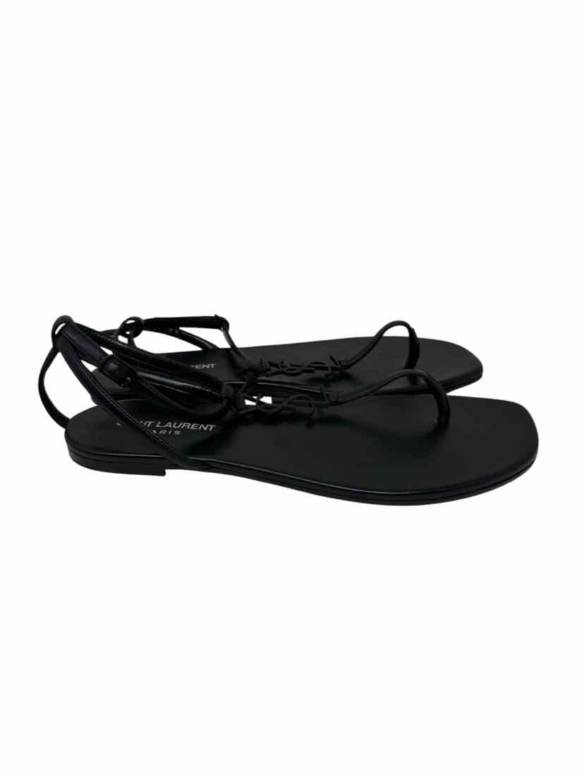 Shoe Size 38.5 SAINT LAURENT Black Leather Luxury - Sandals