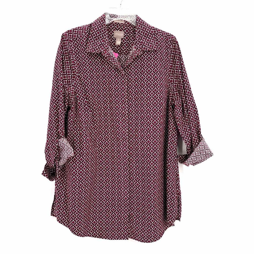Size 2 Chico's Burgundy Shirt