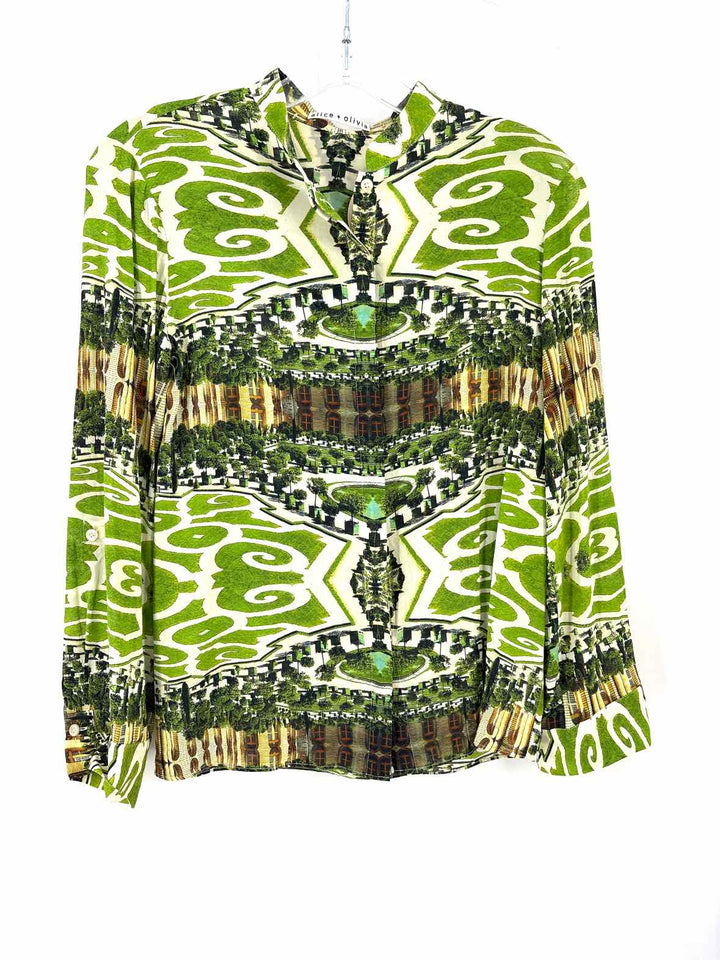 Size S Alice + Olivia Green Print Shirt