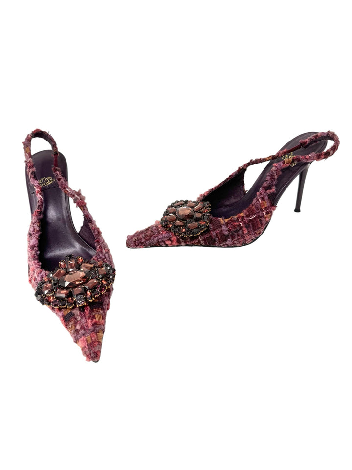 Shoe Size 7.5 JEFFREY CAMPBELL Purple Print Tweed Pumps