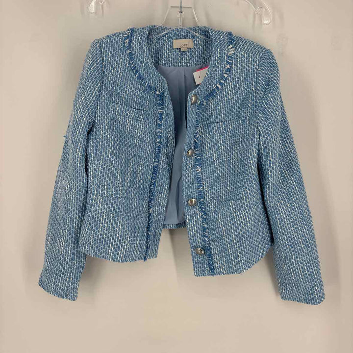 Size S Ann Taylor Blue Tweed Blazer