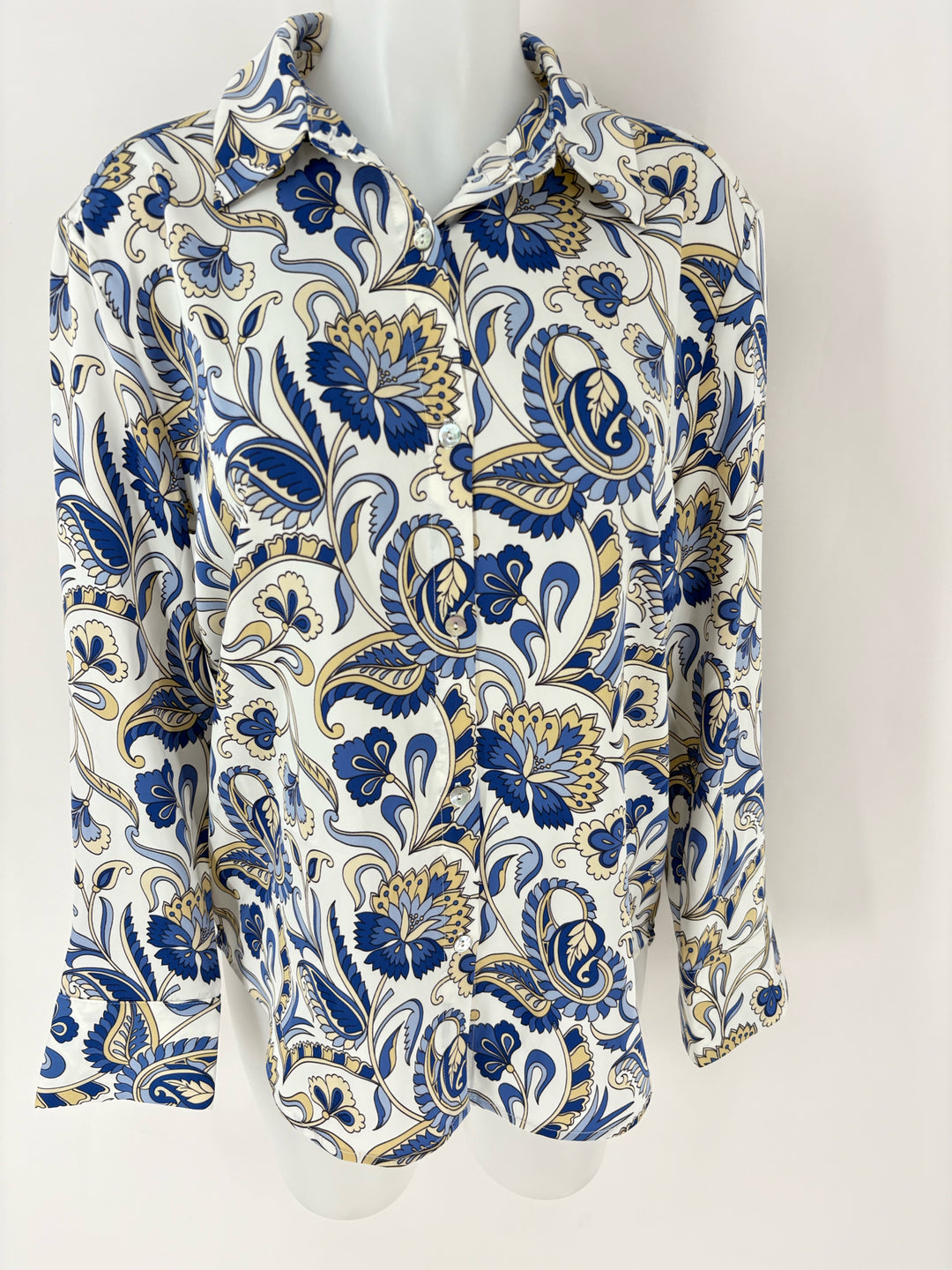 Size L RACHEL ZOE Blue Print Shirt