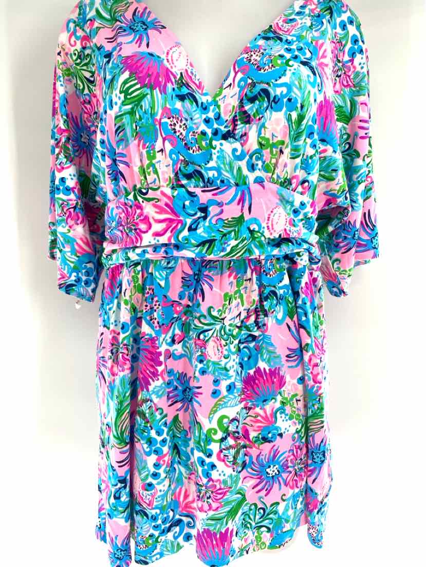 Size L Lilly Pulitzer White Print Dress