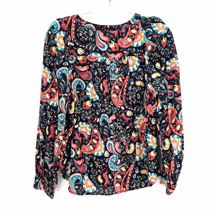 Size S LOFT Navy Print Shirt