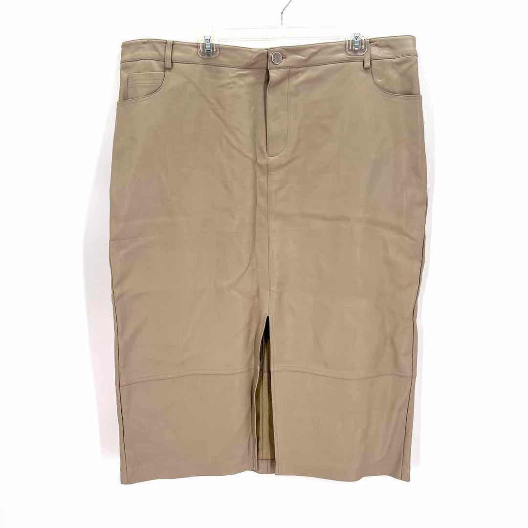 Size 18 ELOQUII Beige Faux Leather Skirt