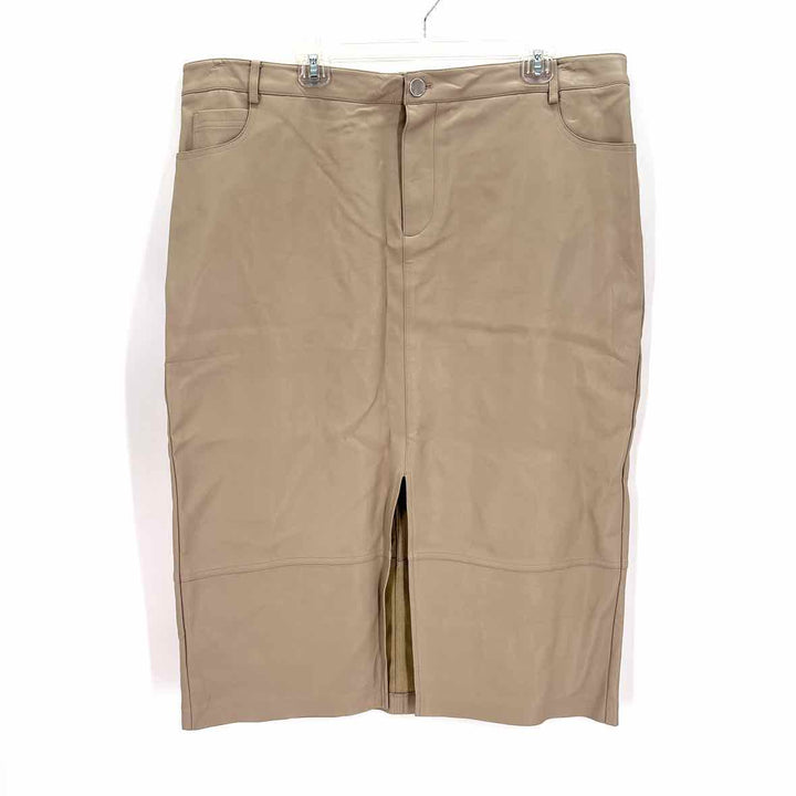 Size 18 ELOQUII Beige Faux Leather Skirt