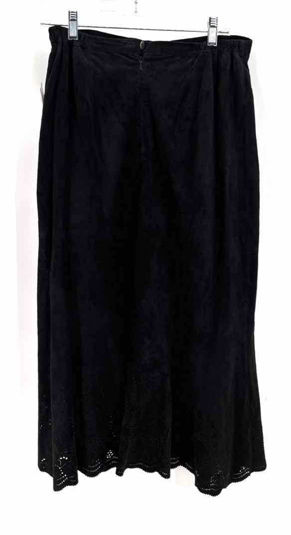 Size L Chico's Black Suede Skirt Suit