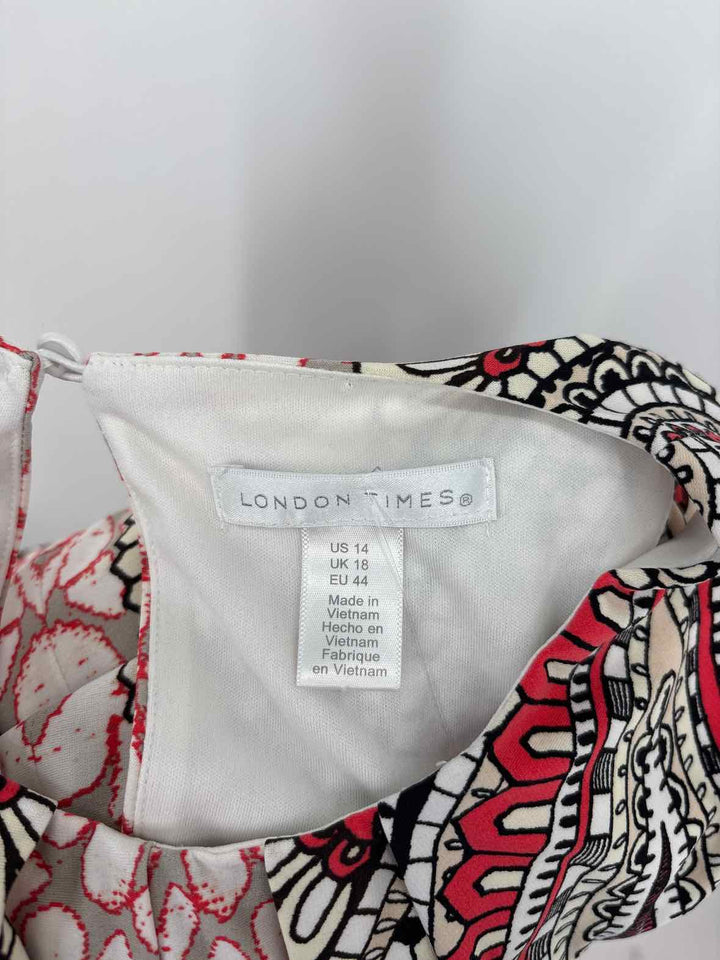 Size 14 LONDON TIMES Red Print Dress