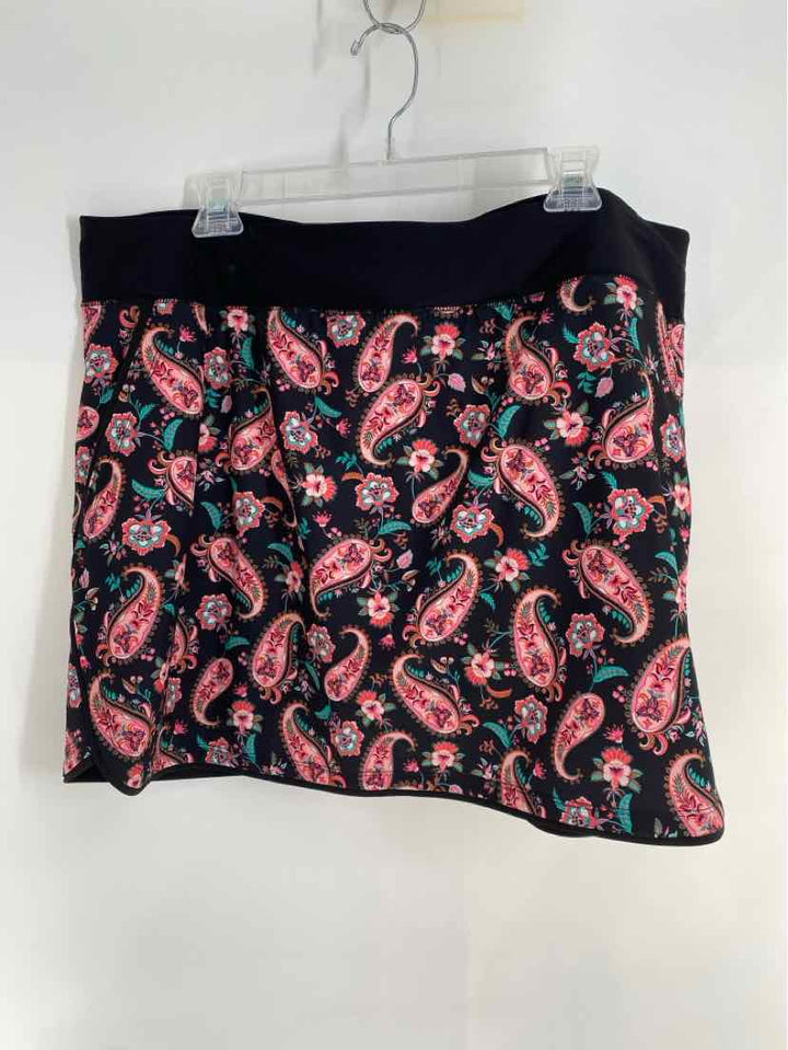 Size 18 LAND END Black Print Skirt