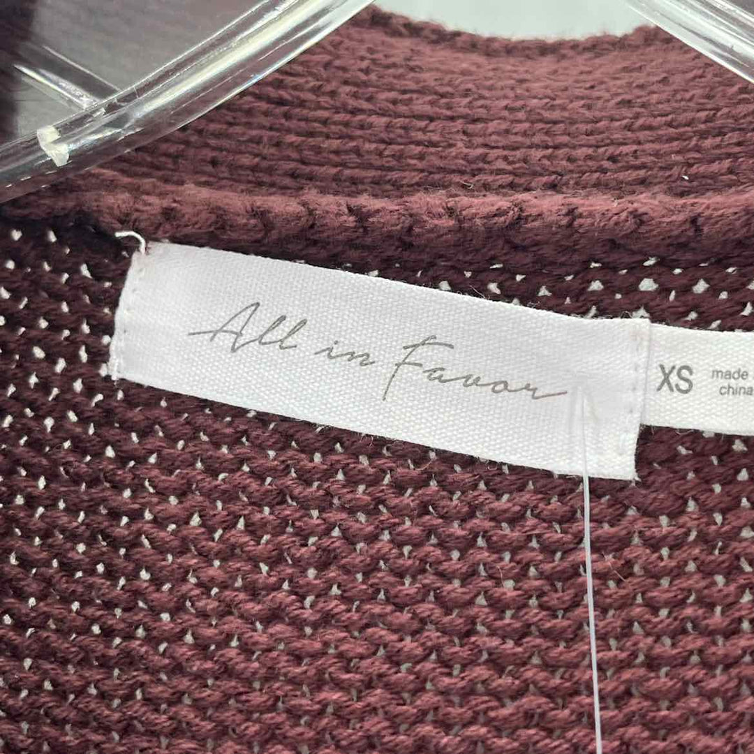 Size XS Burgundy Knit Cardigan