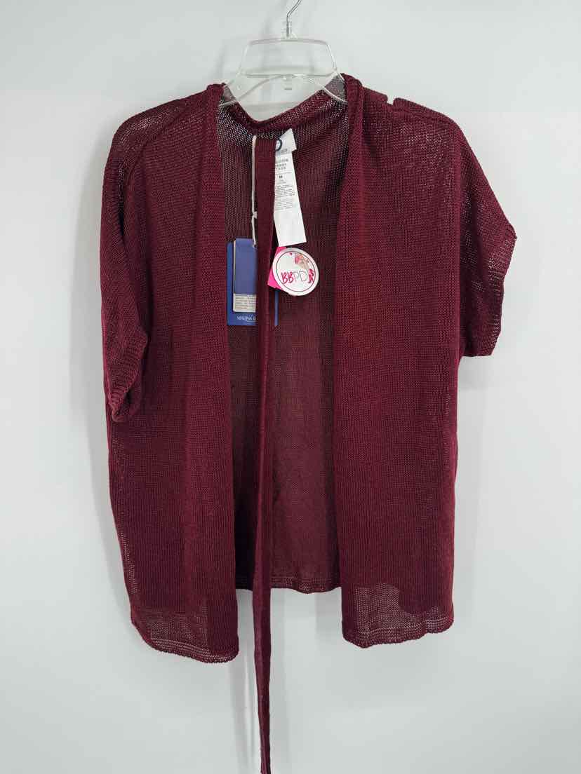 Size M MARINA RINALDI Burgundy Knit Cardigan