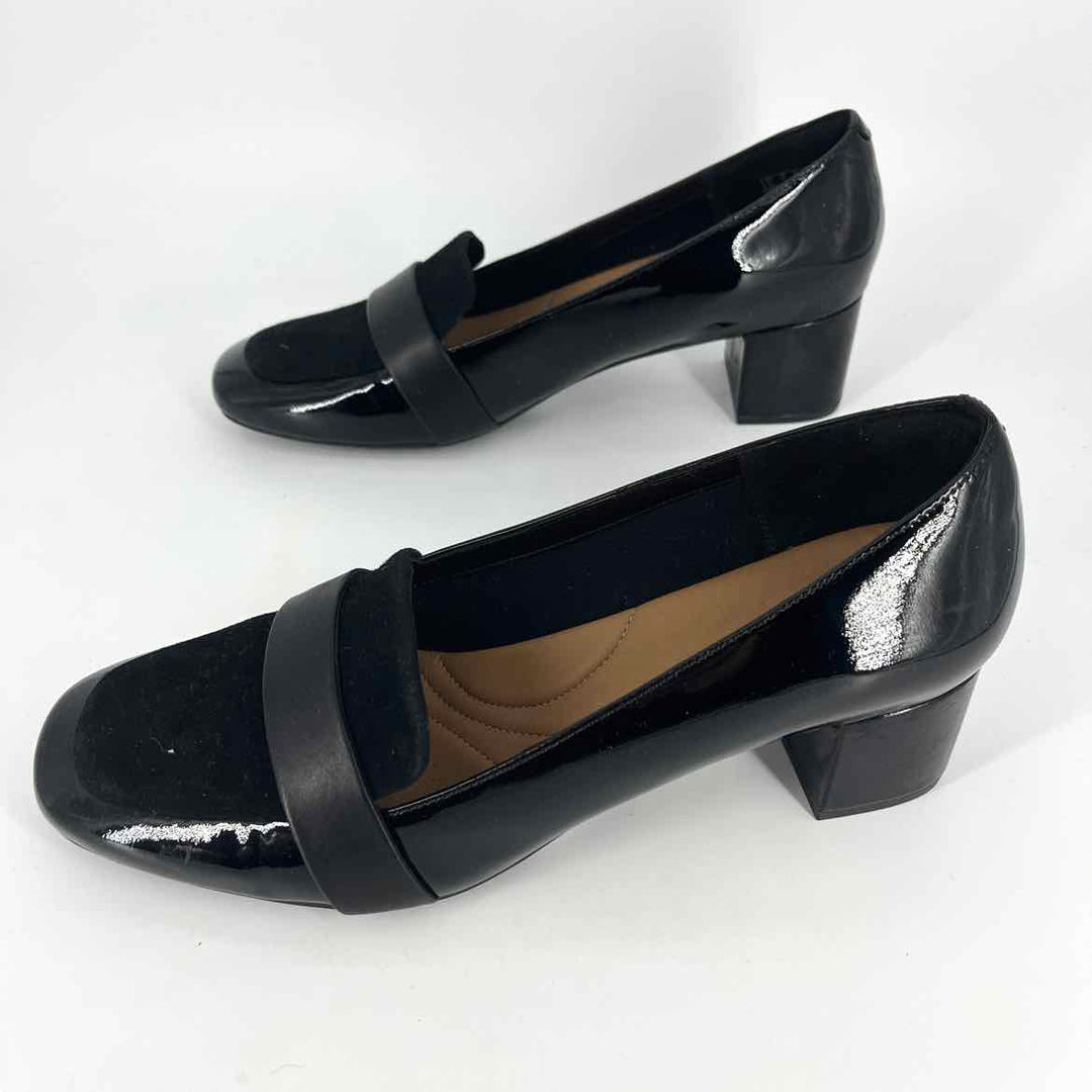 Shoe Size 9 CLARKS Black PATENT Loafers