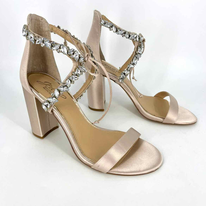 Shoe Size 7.5 Badgley Mischka Champagne Satin Luxury - Sandals