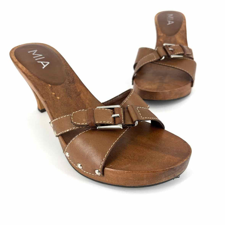 Shoe Size 9 MIA Brown Wood Sandals