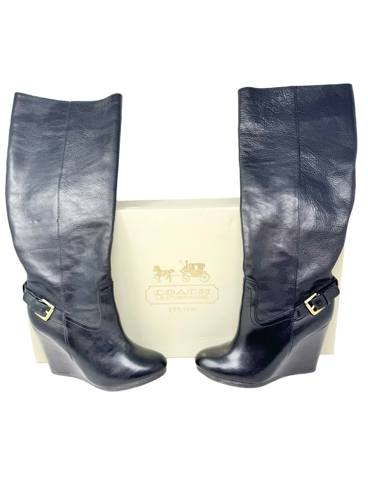 Shoe Size 8 Coach Black Leather Boots