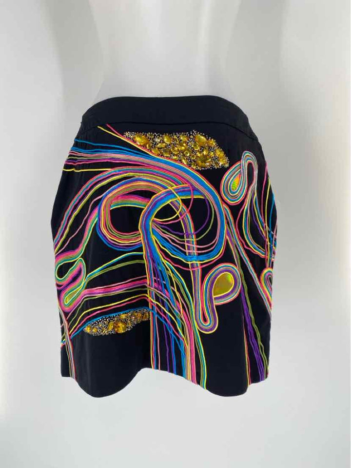 Size 8 ETCETERA Black Print Skirt