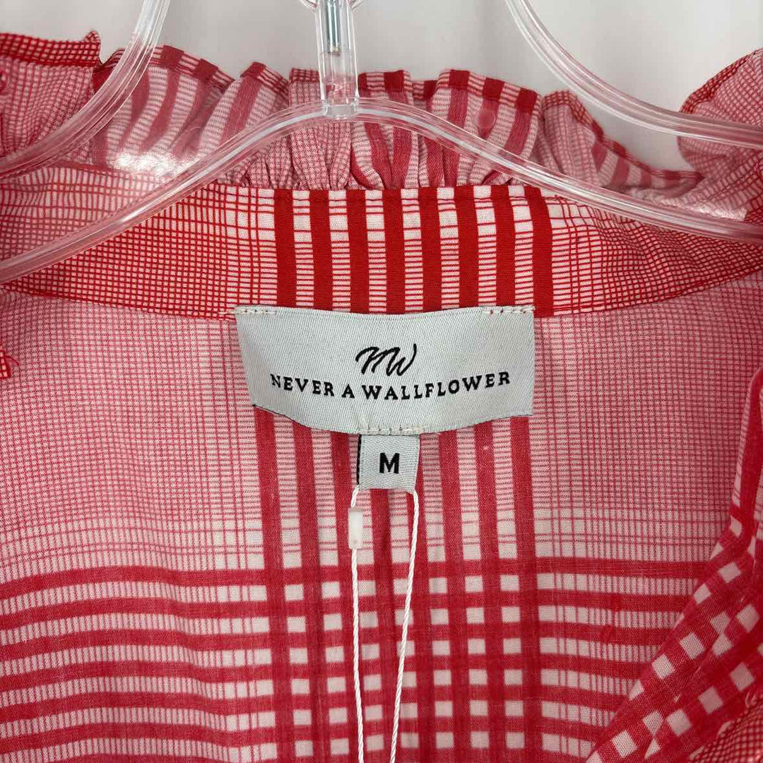 Size M NEVER A WALLFLOWER Red Print Shirt