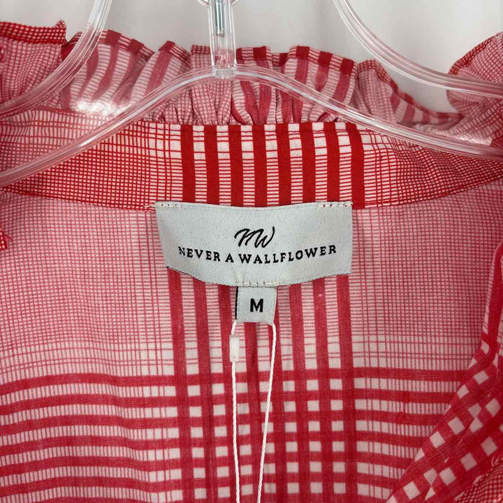 Size M NEVER A WALLFLOWER Red Print Shirt