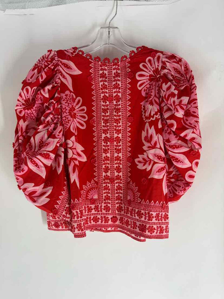 Size M FARM RIO Red Print Shirt