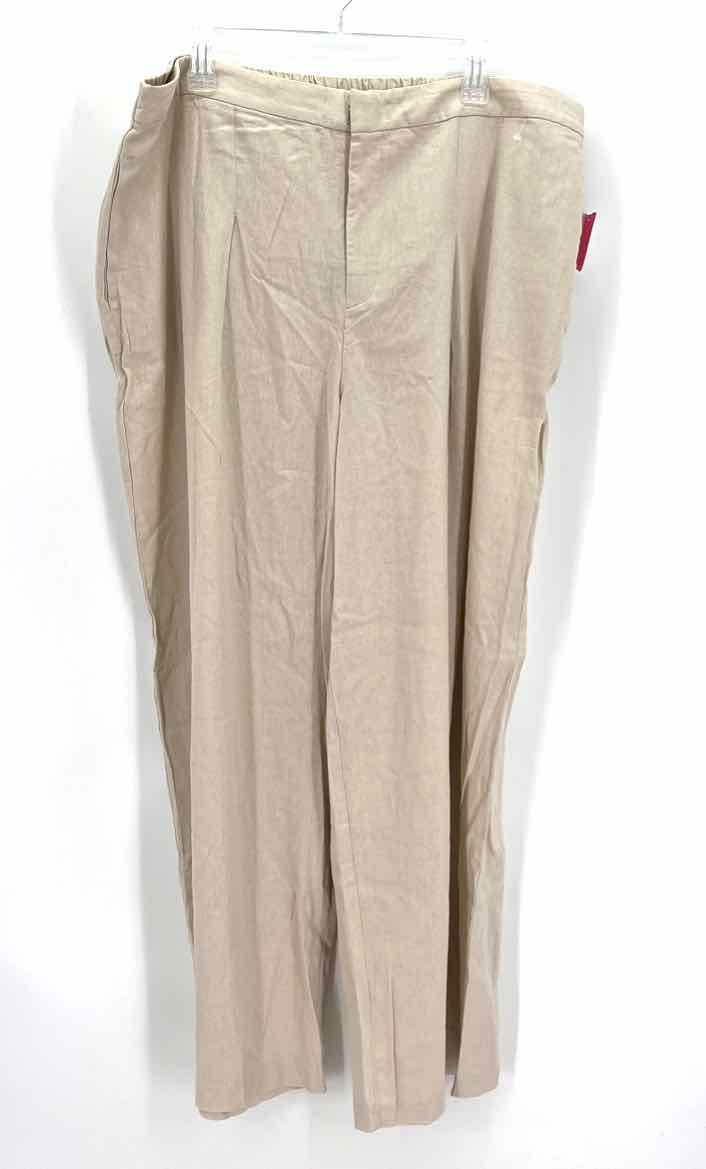 Size 20 ELOQUII Khaki Linen Pants
