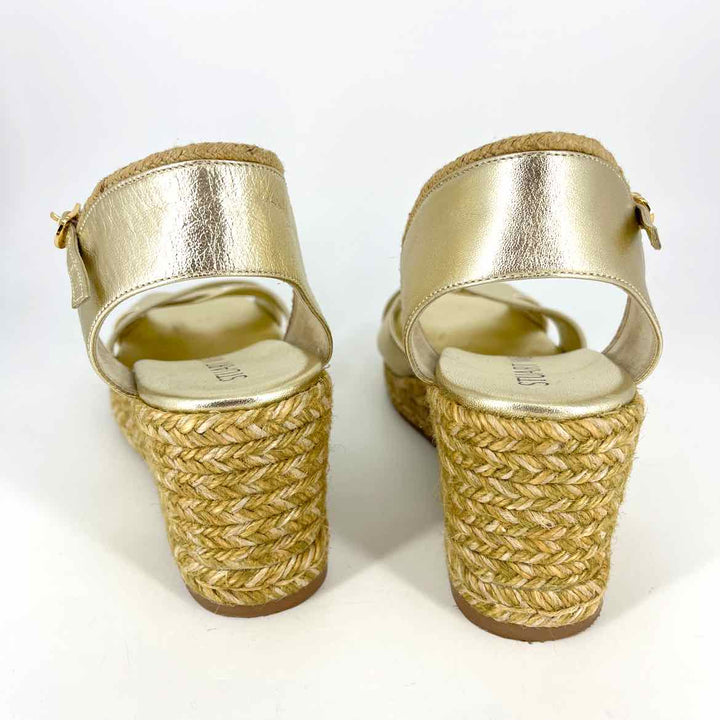 Shoe Size 9.5 Stuart Weitzman Gold Leather Wedge