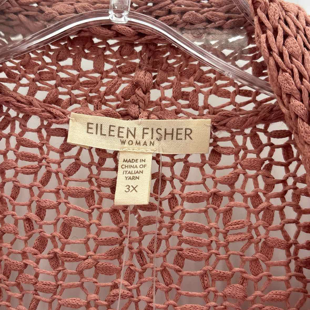 Size 3X Eileen Fisher Salmon Knit Cardigan