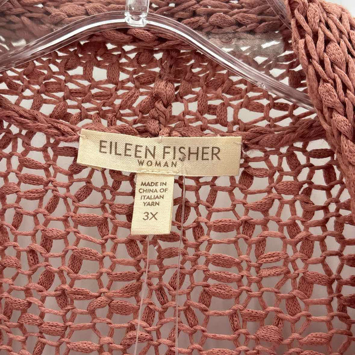 Size 3X Eileen Fisher Salmon Knit Cardigan