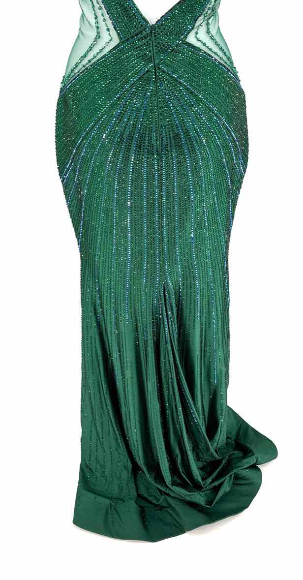 Size 6 ELLIE WILDE Green Rhinestone Dress
