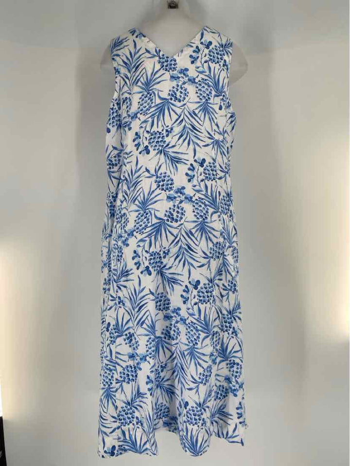 Size L J JILL White Print Dress