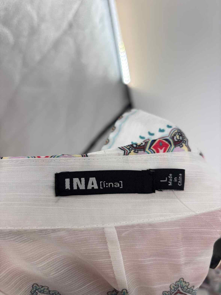 Size L INA White Print Dress