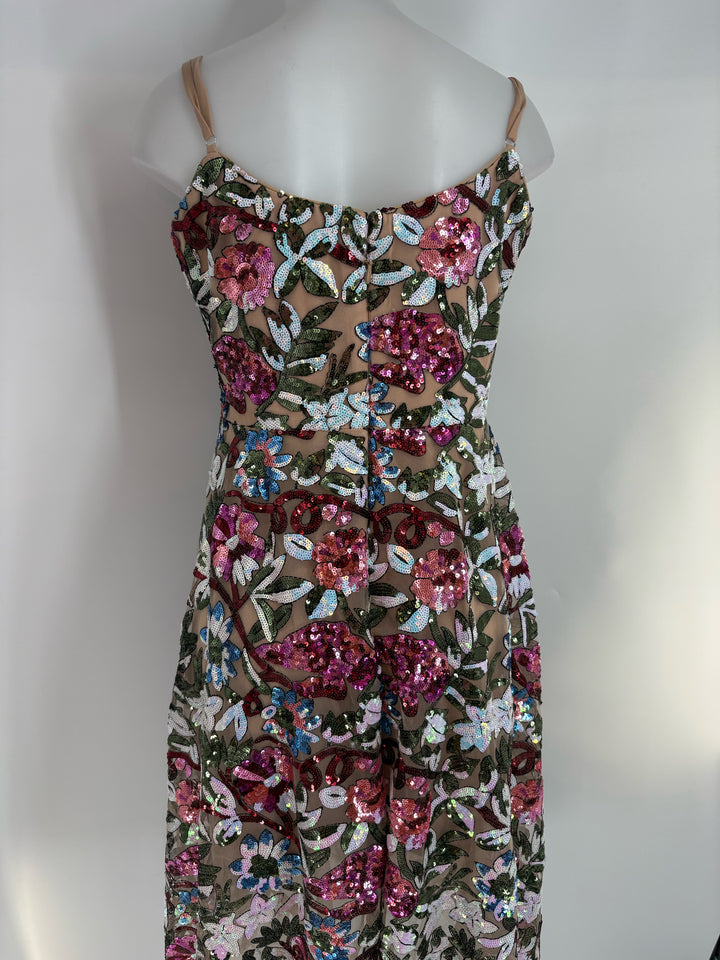 Size L DRESS THE POPULATION Multi-Color Sequined PROM