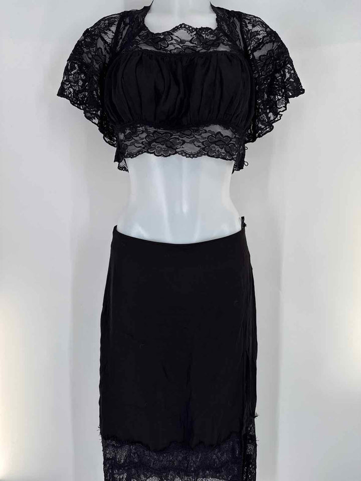 Size M TULAROSA Black Lace Sateen 2 PC Dress