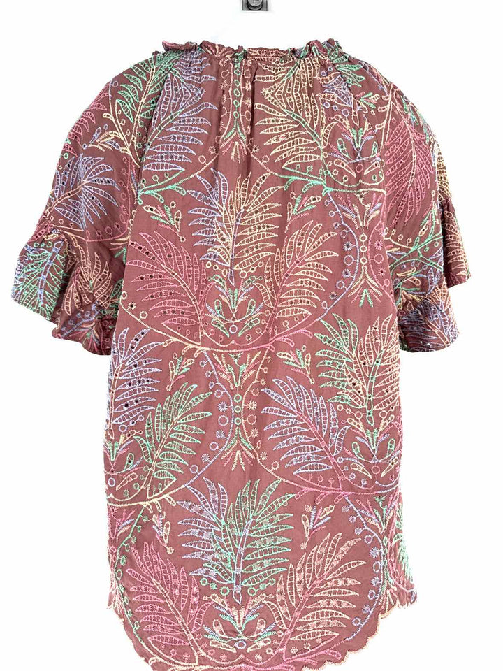 Size XL DEMOCRACY Brown Print Shirt