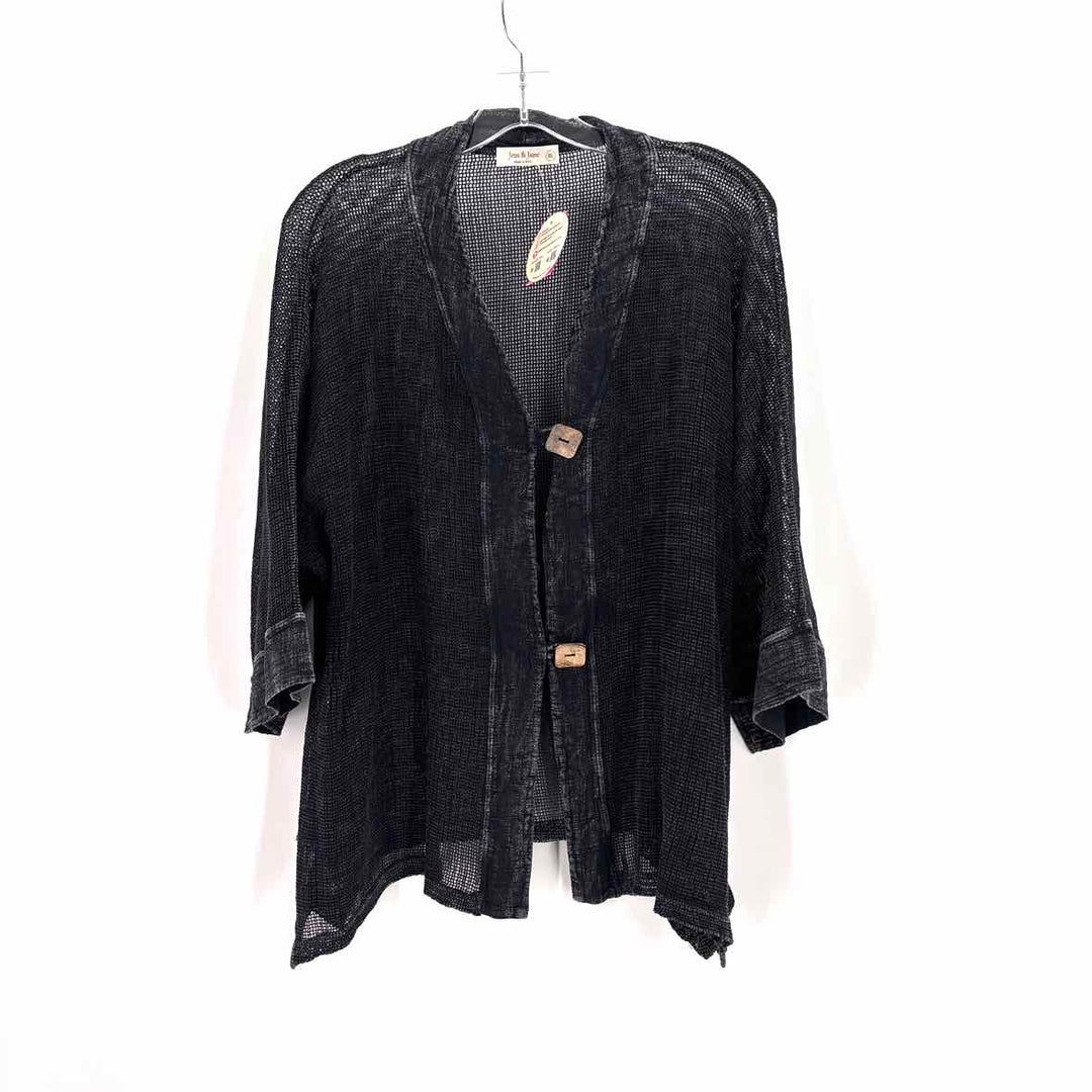 Size XL JESS & JANE Black Mesh Cardigan