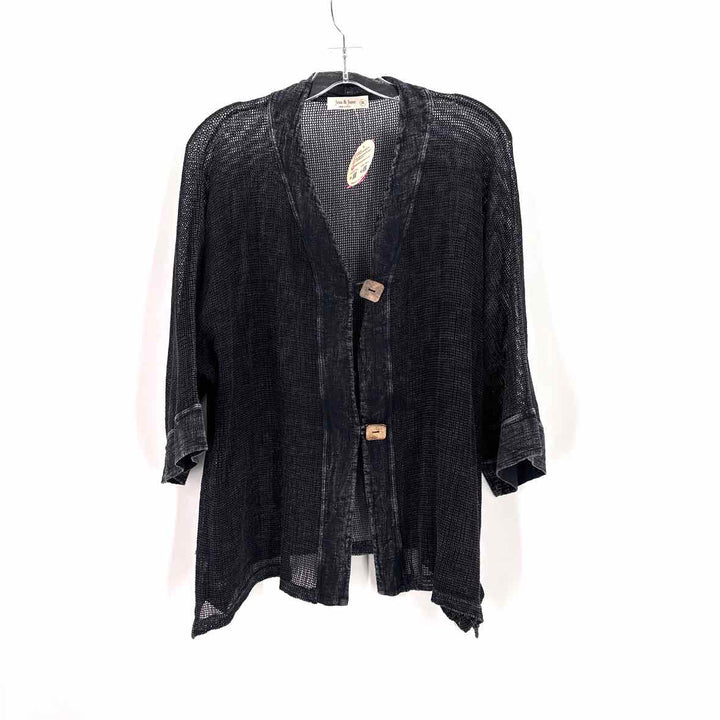 Size XL JESS & JANE Black Mesh Cardigan