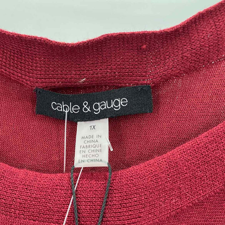 Size 1X CABLE &amp; GAUGE Burgundy Sweater