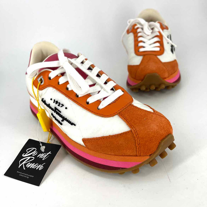 Shoe Size 5.5 FERRAGAMO Multi-Color Suede Nylon Sneakers