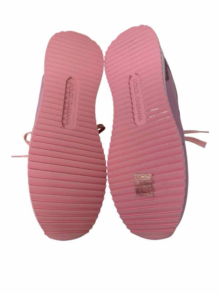 Shoe Size 38.5 Dolce &amp; Gabbana Pink Leather Lace Luxury - Sneakers