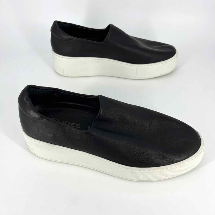 Shoe Size 7.5 j slides Black Leather Sneakers