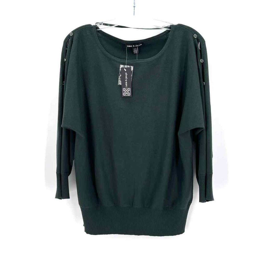 Size L CABLE & GAUGE Green Knit Sweater