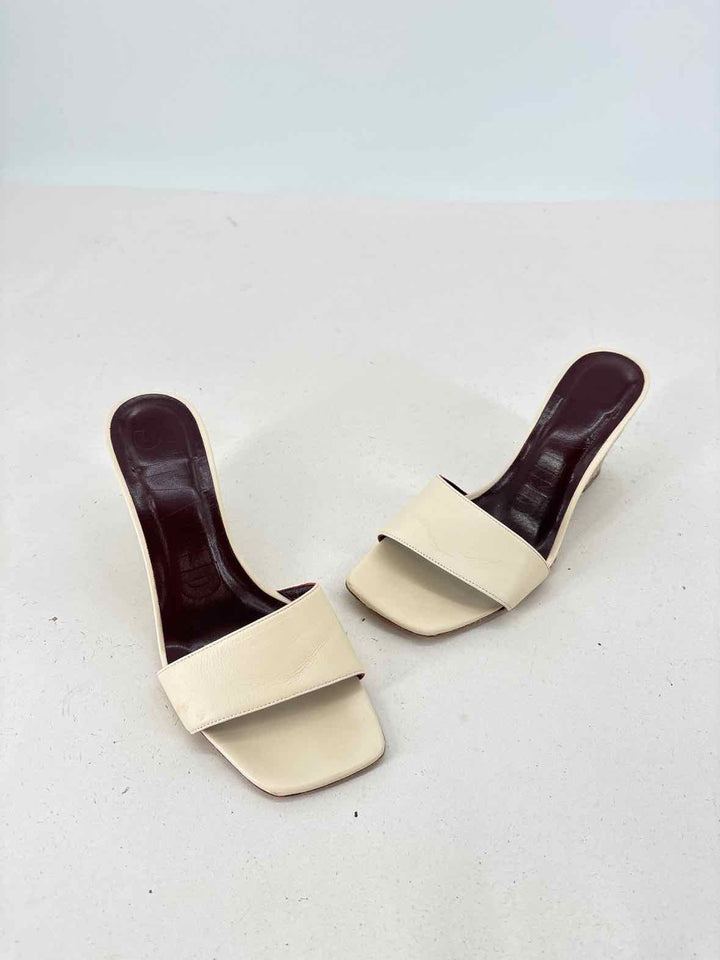 Shoe Size 38 STAUD Ivory Leather Sandals