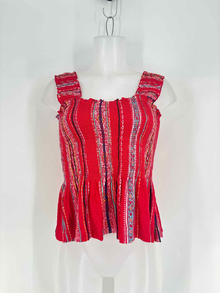 Size M Anthropologie Red Print Shirt