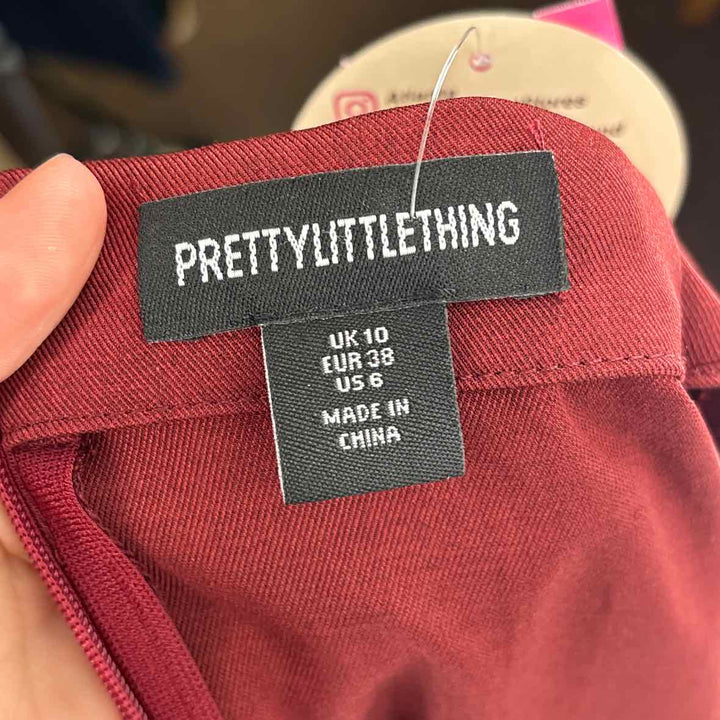 Size 6 Pretty Little Thing Burgundy Pants
