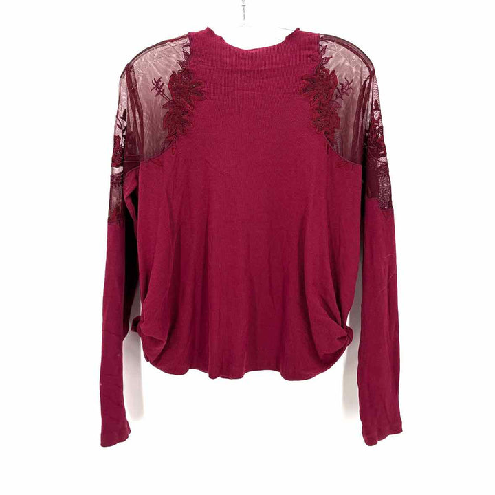 Size S FREE PEOPLE Burgundy Knit Lace Sweater
