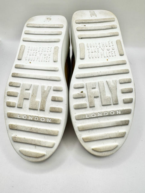 Shoe Size 38 FLY LONDON Gold Leather Sneakers