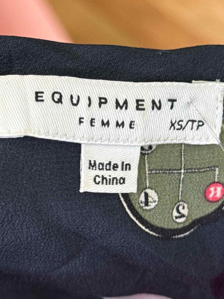 Size XS EQUIPMENT Navy Print Shirt