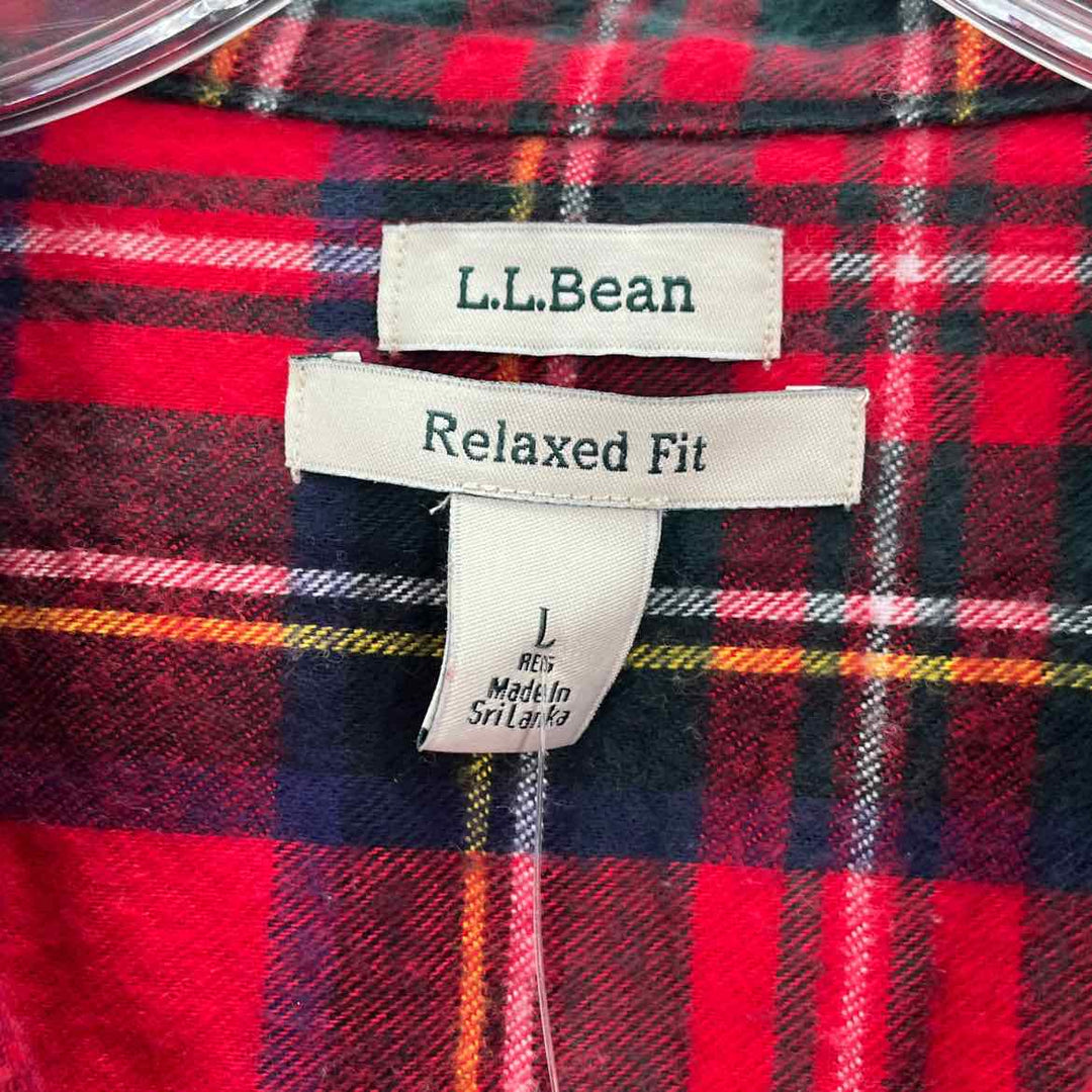 Size L LL BEAN Red Print Shirt